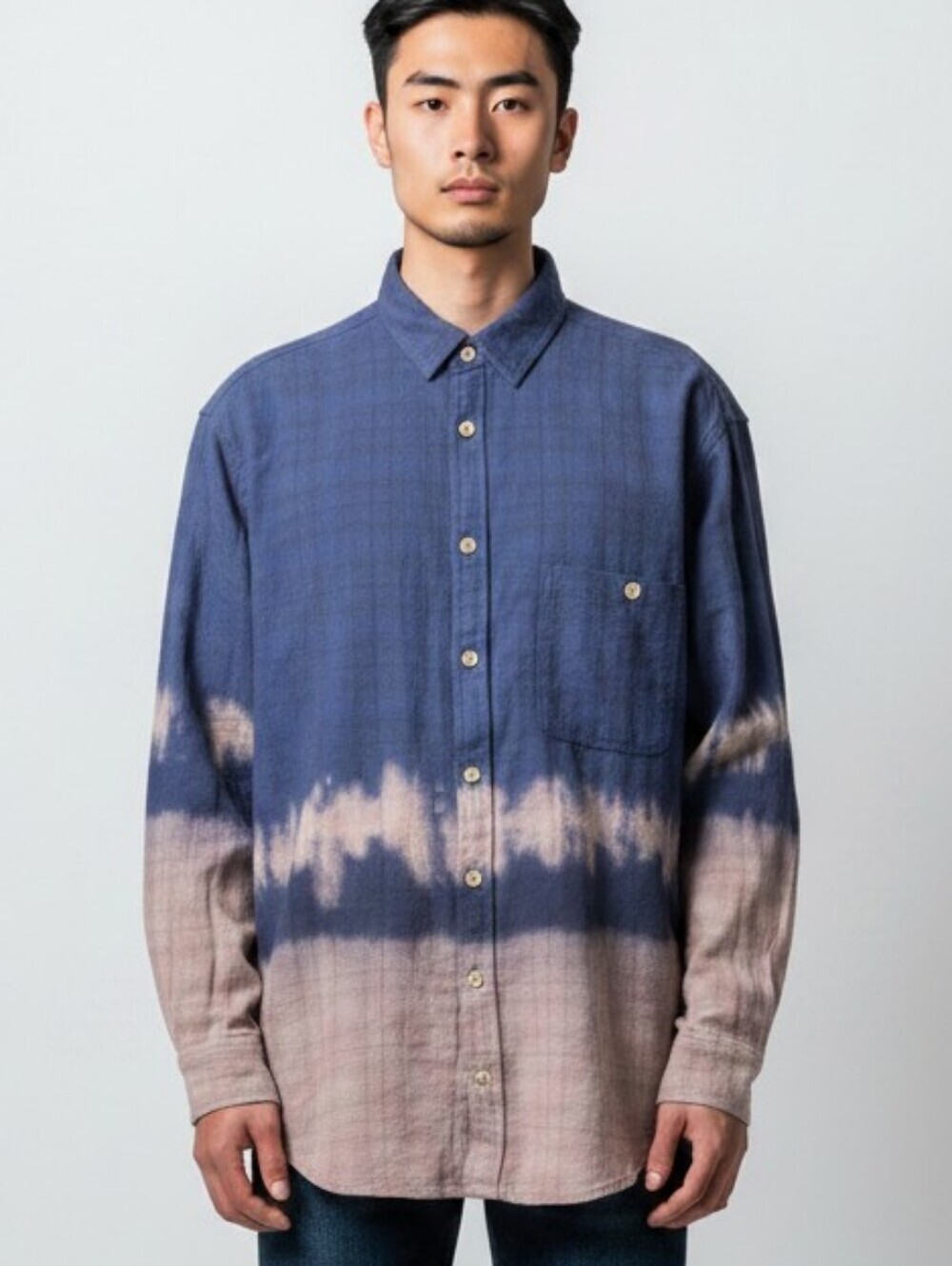 NWT BP Blue & Purple Flannel Tie Dye Long Sleeve Button Down Shirt (M)